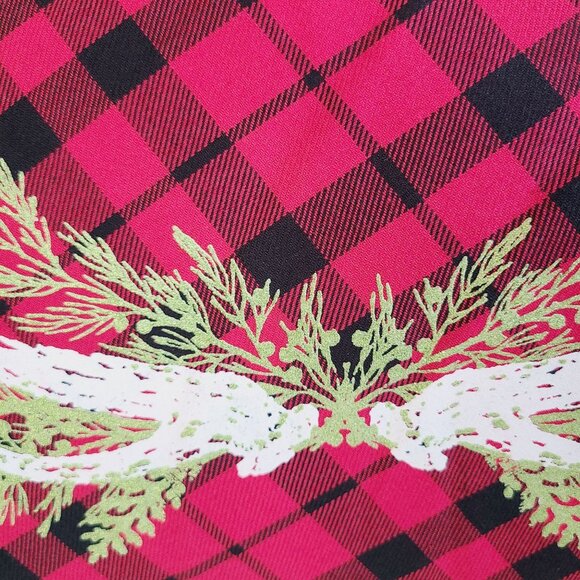 Holiday Throw Pillow Buffalo Plaid With Antler Greenery Christmas Design - Picture 3 of 12